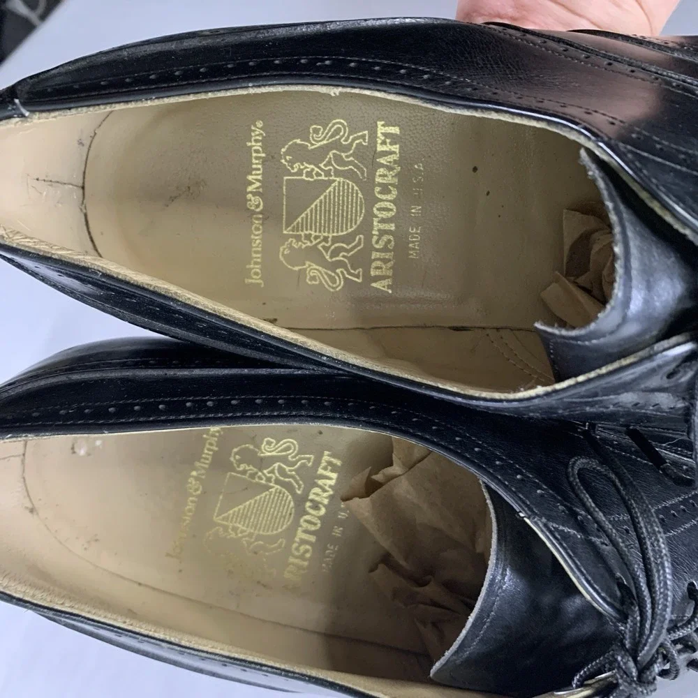 VTG Johnson & Murphy Aristocraft Mens Wingtip Oxford Dress Shoes 11.5 3A  USA